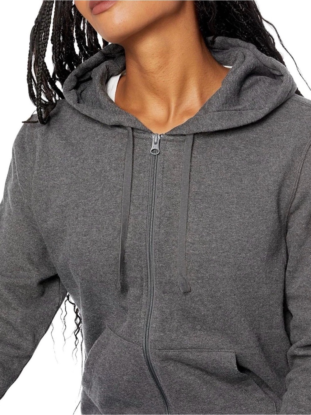 Amazon Essentials Women's Gray Full-Zip Hooded Sweatshirt